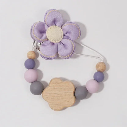 Attache tétine Personnalisé Petite Fleur Mauve - Attache Tétine