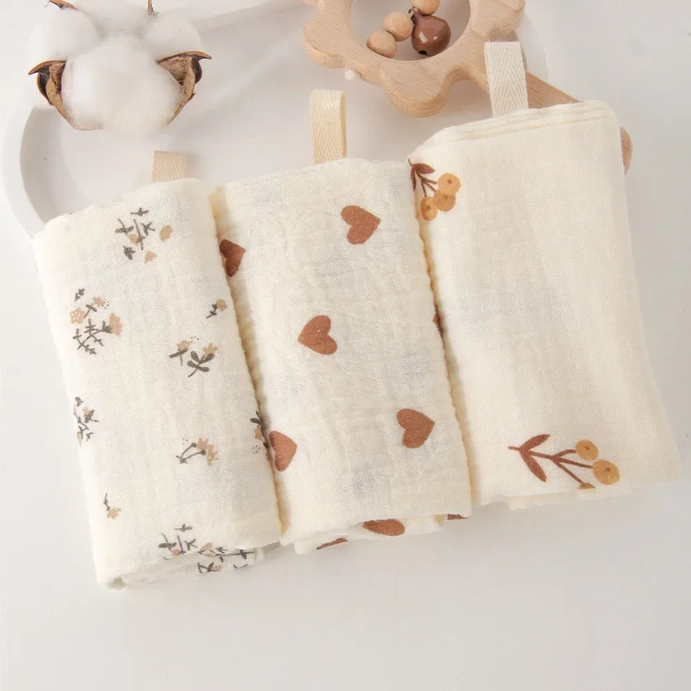 Linges de Toilette Bébé en Gaze de Coton — Lot de 3 ou 5