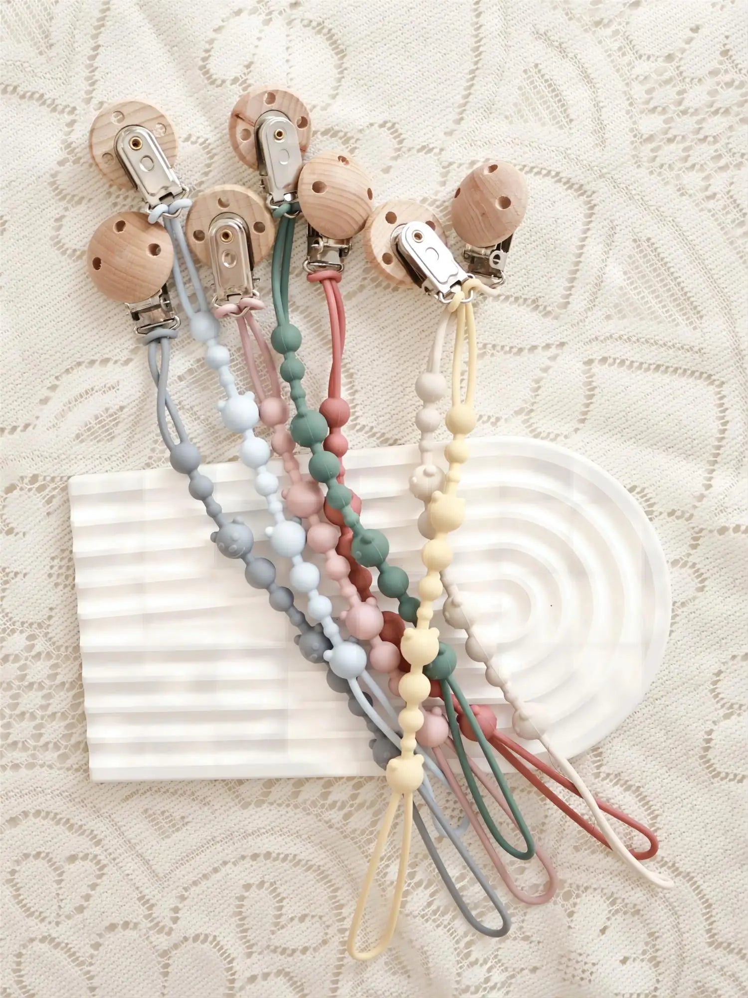 Attache tétine Silicone et Bois - Attache Tétine