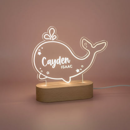 Veilleuse Bébé Personnalisable Baleine Blanc Chaud / Baleine - Veilleuse bébé