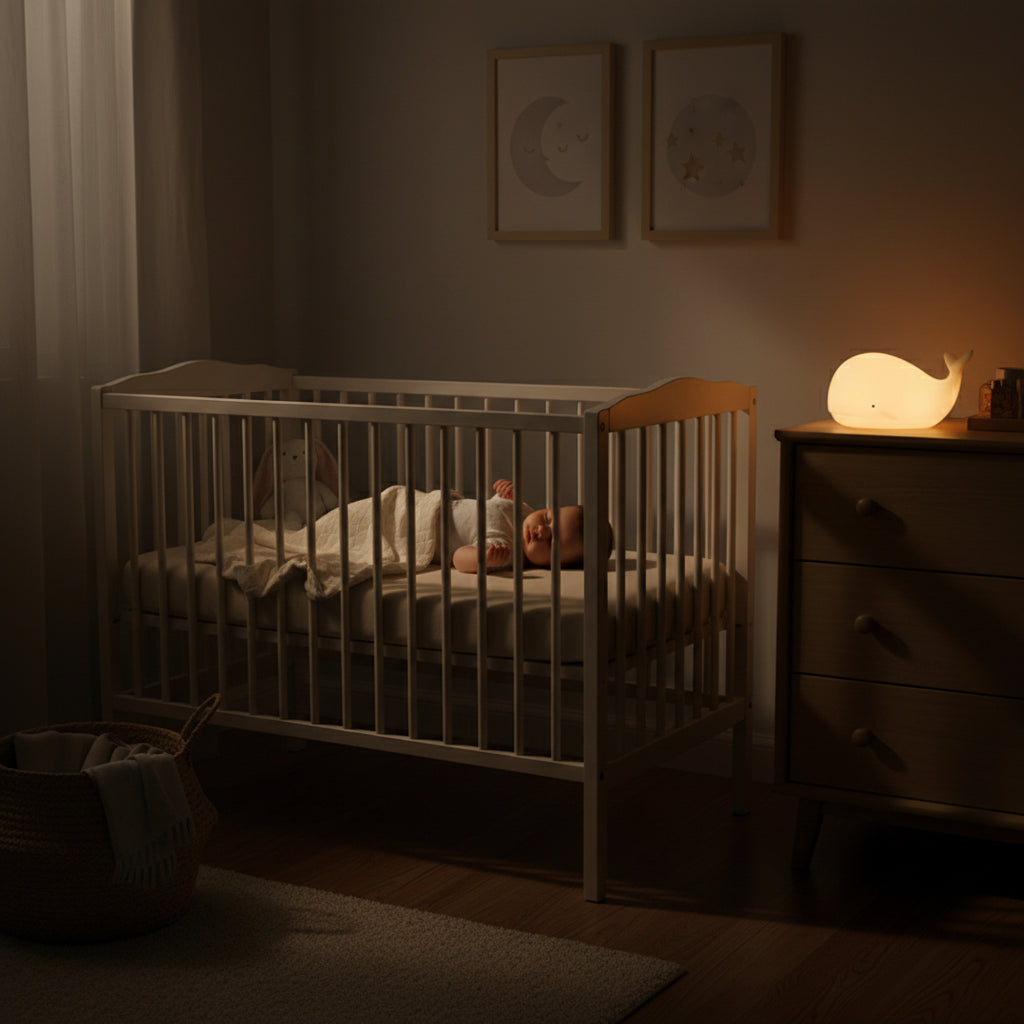 Veilleuse Enfant Petite Baleine, douce et apaisante, idéale pour le coucher de votre petit trésor.