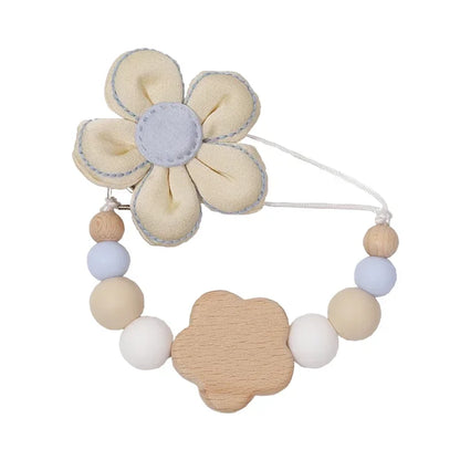 Attache tétine Personnalisé Petite Fleur Beige bleu - Attache Tétine