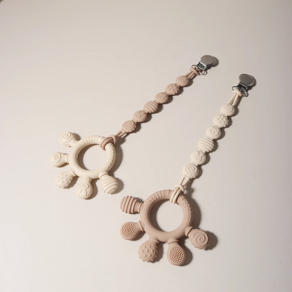 Attache-Tétine Bébé en Silicone à Motifs Animaux