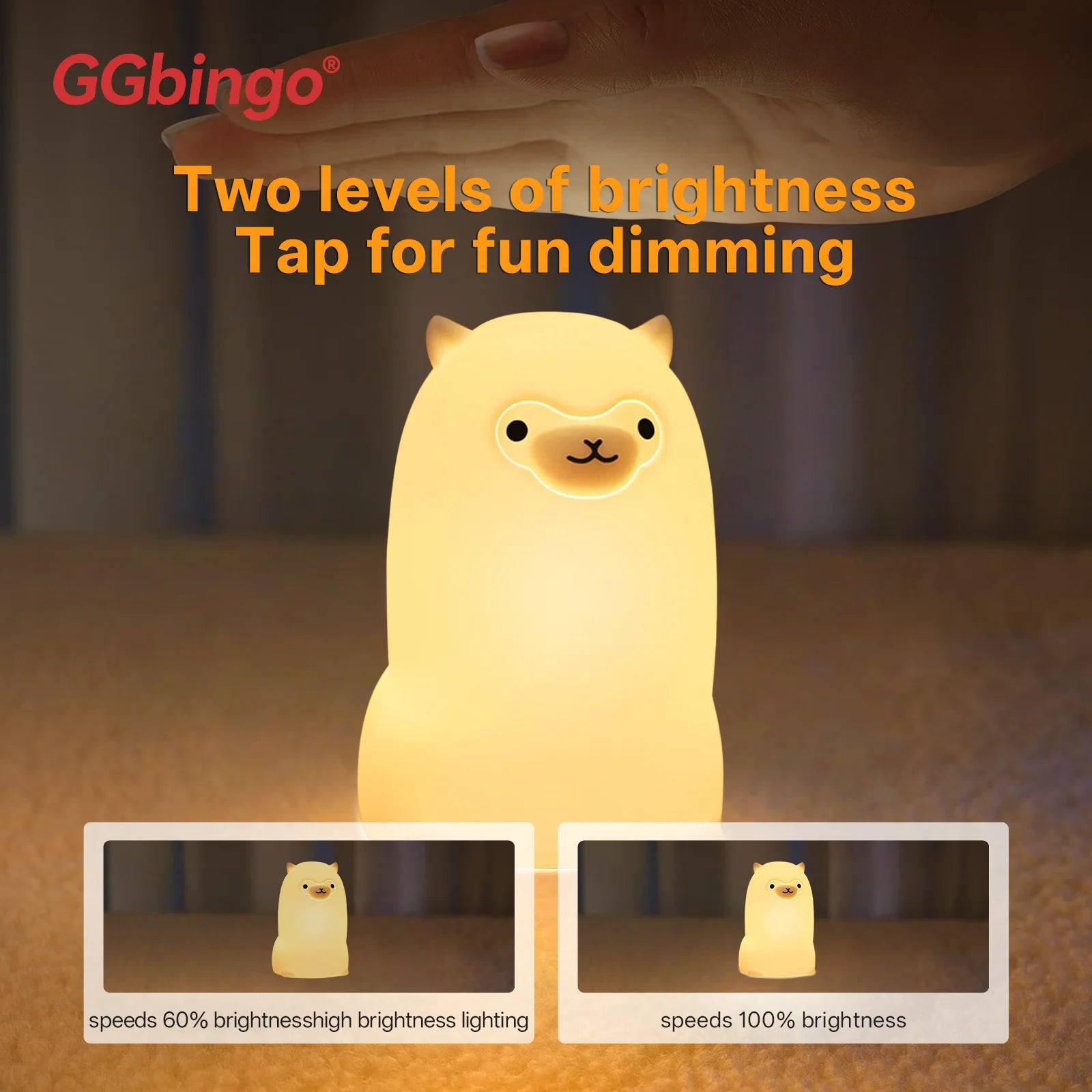 Veilleuse Bébé Alpaga en Silicone à Lumière Multicolore
