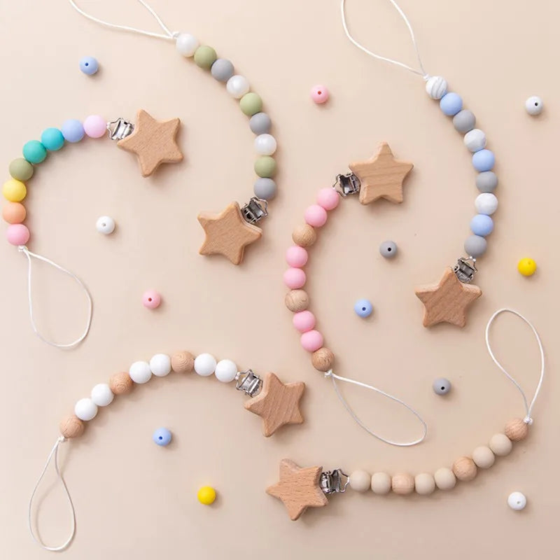 Attache Tétine Perle étoile - Attache tétine