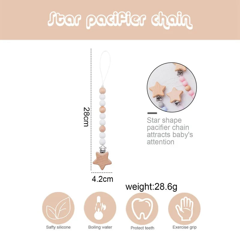 Attache Tétine Perle étoile - Attache tétine