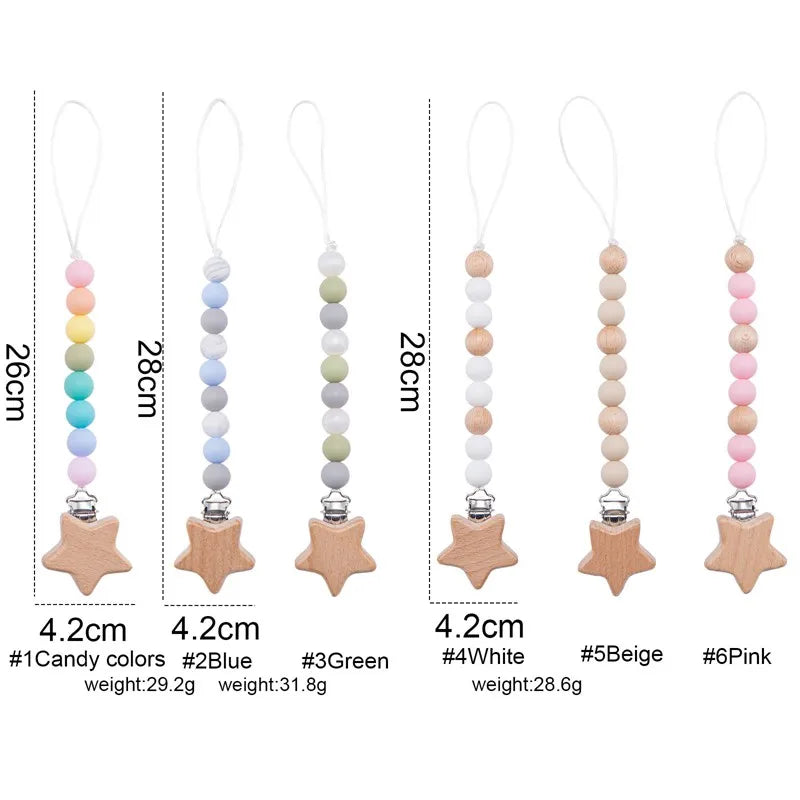 Attache Tétine Perle étoile - Attache tétine