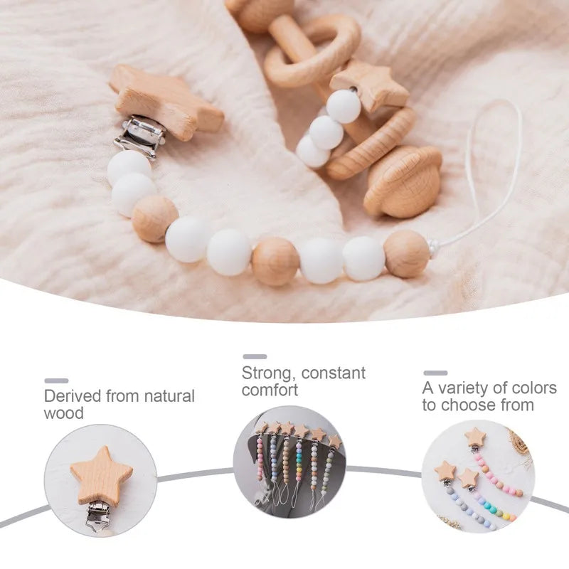 Attache Tétine Perle étoile - Attache tétine