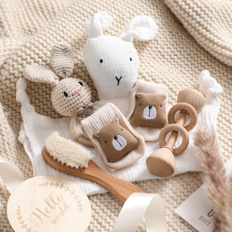 Coffret Cadeau bébé - Blanc - Jouet En bois bébé