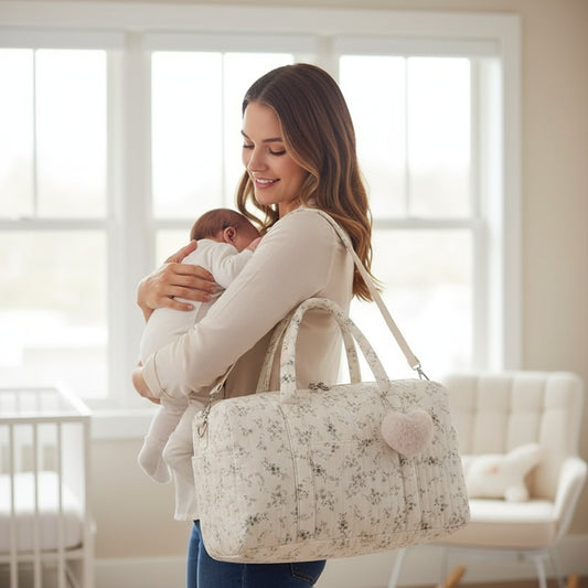Sac à langer Beige Petites Fleurs Petites Violettes - SAC A LANGER