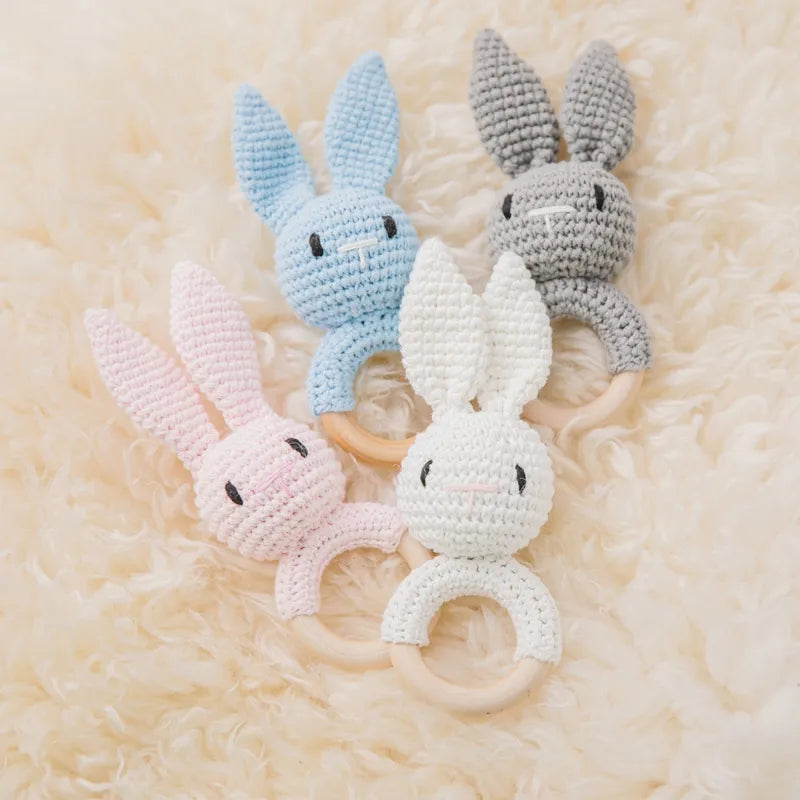 Hochet Bébé Crochet Lapin - Jouet En bois bébé