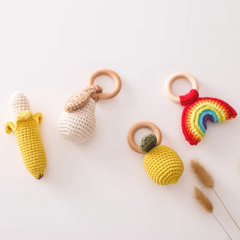 Hochet Crochet Fruit - Jouet En bois bébé