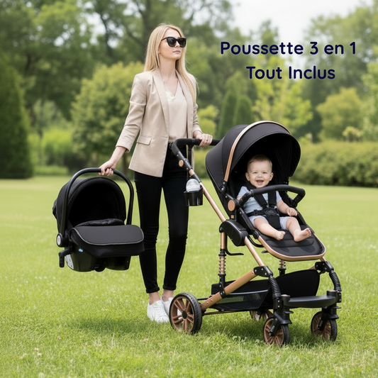 Poussette 3 En 1 Middleton Noir Doré - Poussette 3 en 1