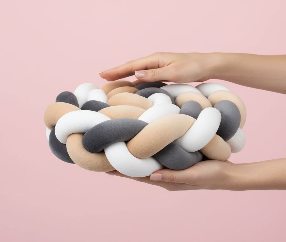 Tresse de Lit Bébé Beige et Grise